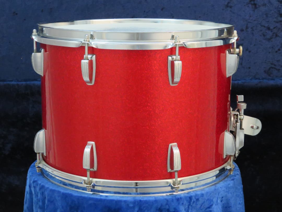 Ludwig 10 x 14 Sparkle Red Pearl Wood Marching Snare Drum 1970 Serial #782899