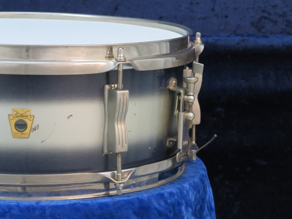 Ludwig 5 x 14 Blue and Silver Duco Wood Snare Drum 1965 Serial #225705