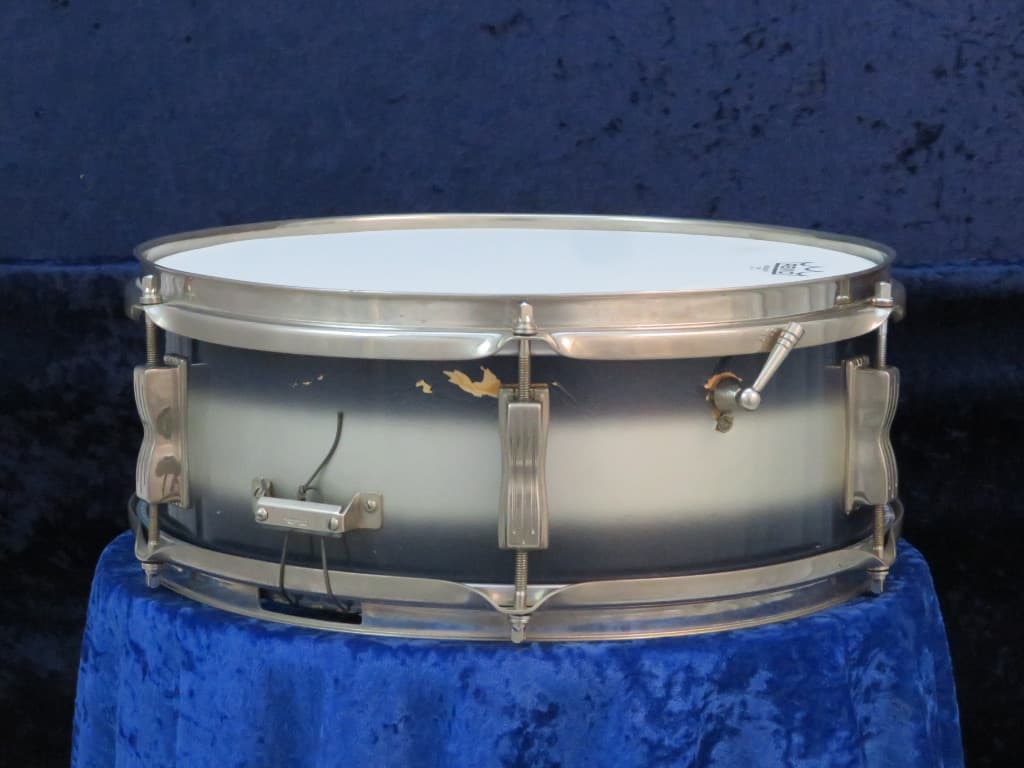 Ludwig 5 x 14 Blue and Silver Duco Wood Snare Drum 1965 Serial #225705