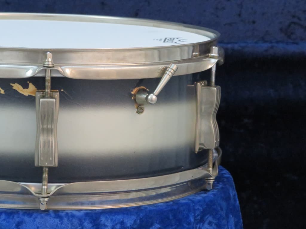 Ludwig 5 x 14 Blue and Silver Duco Wood Snare Drum 1965 Serial #225705