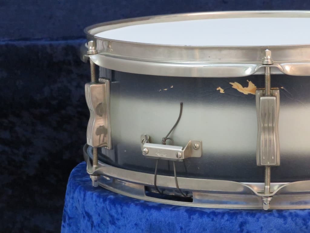 Ludwig 5 x 14 Blue and Silver Duco Wood Snare Drum 1965 Serial #225705