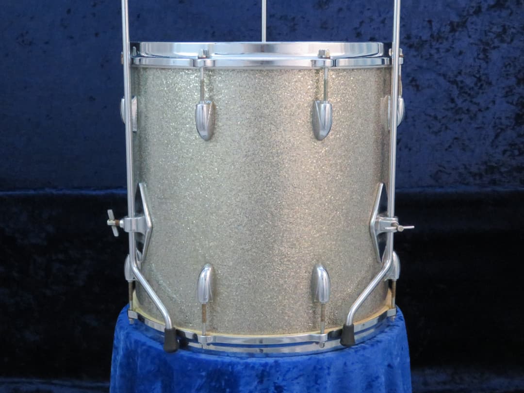 Gretsch Model 4417 14 x 14 Silver Sparkle Pearl Wood Floor Tom Serial #36198