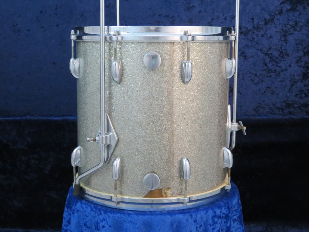 Gretsch Model 4417 14 x 14 Silver Sparkle Pearl Wood Floor Tom Serial #36198