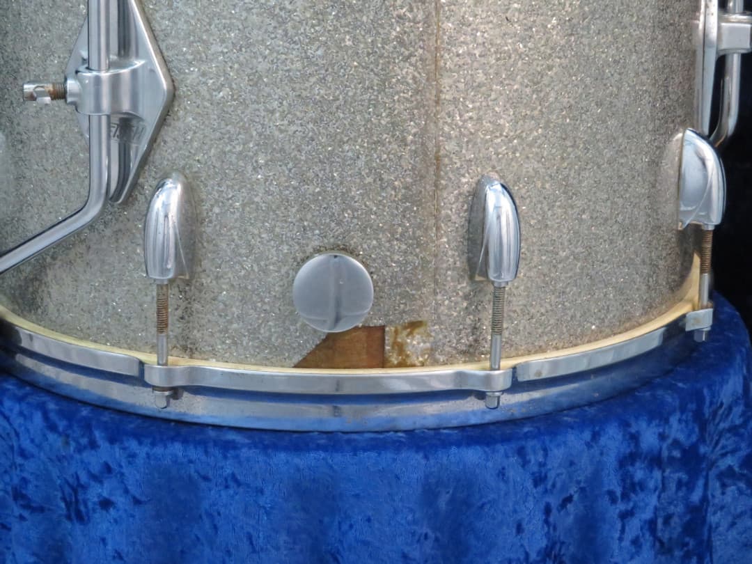 Gretsch Model 4417 14 x 14 Silver Sparkle Pearl Wood Floor Tom Serial #36198