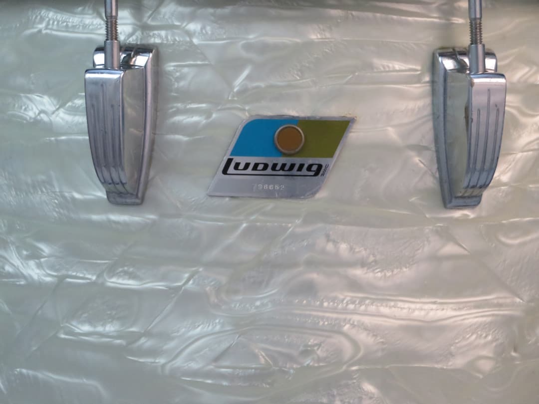 Ludwig 14 x 14 White Marine Pearl Wood Floor Tom 1970 Serial #796652