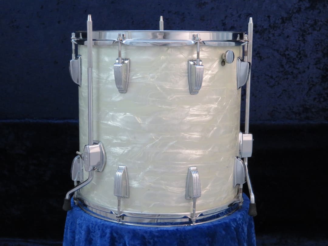 Ludwig 14 x 14 White Marine Pearl Wood Floor Tom 1970 Serial #796652