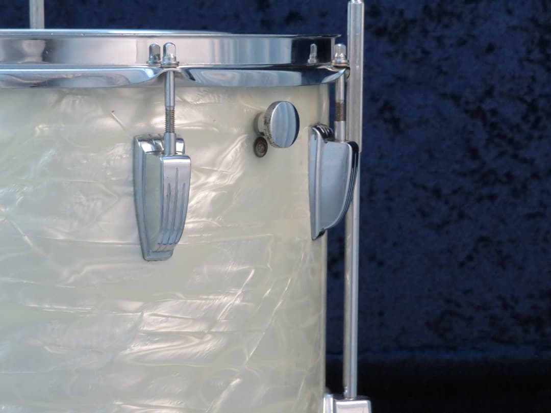 Ludwig 14 x 14 White Marine Pearl Wood Floor Tom 1970 Serial #796652