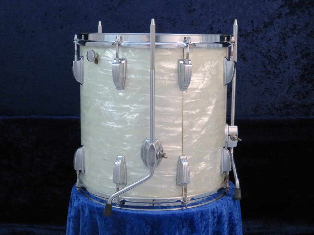 Ludwig 14 x 14 White Marine Pearl Wood Floor Tom 1970 Serial #796652