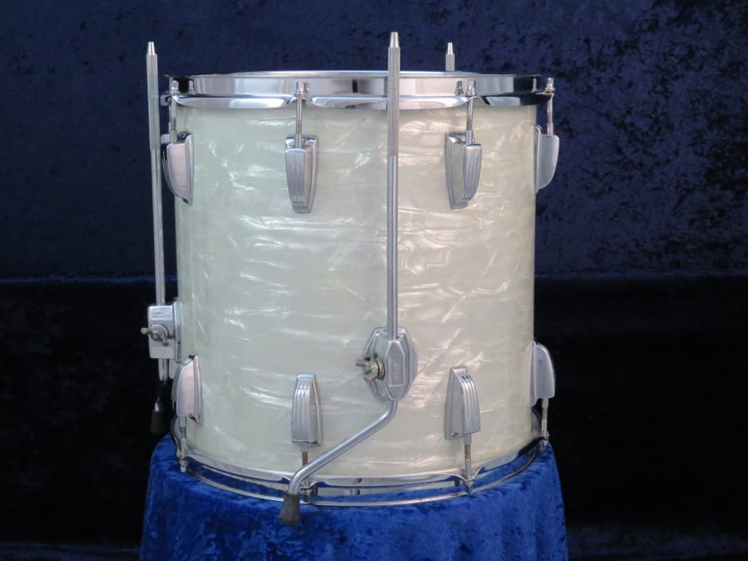 Ludwig 14 x 14 White Marine Pearl Wood Floor Tom 1970 Serial #796652