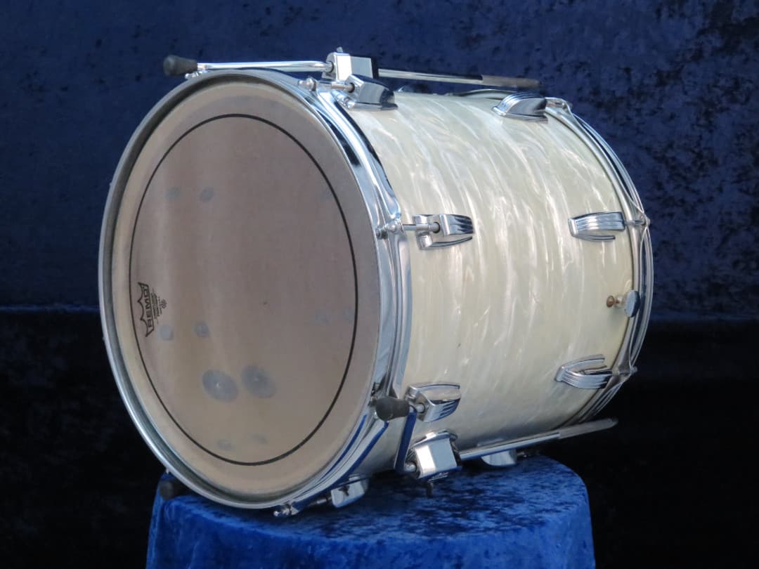 Ludwig 14 x 14 White Marine Pearl Wood Floor Tom 1970 Serial #796652