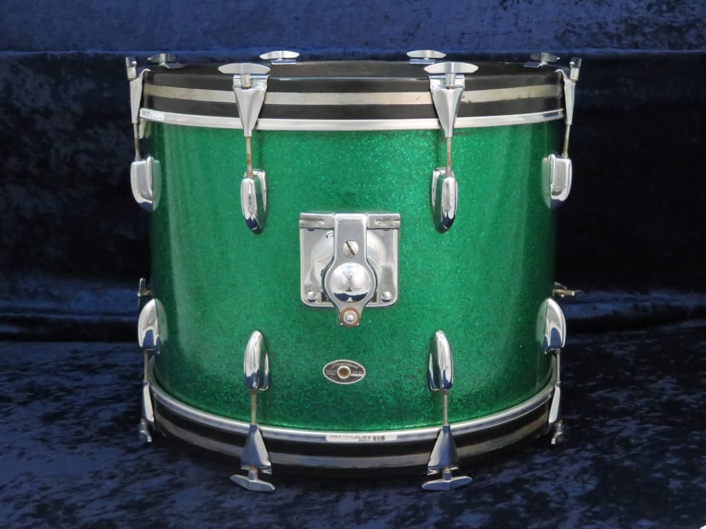 Slingerland 3 Piece Sparkling Green Pearl Wood Drum Set Serial #297390