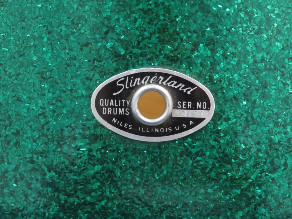 Slingerland 3 Piece Sparkling Green Pearl Wood Drum Set Serial #297390
