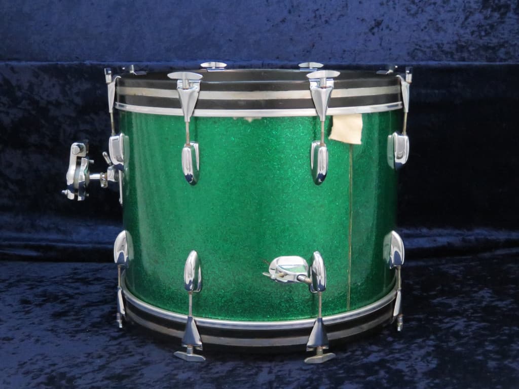 Slingerland 3 Piece Sparkling Green Pearl Wood Drum Set Serial #297390