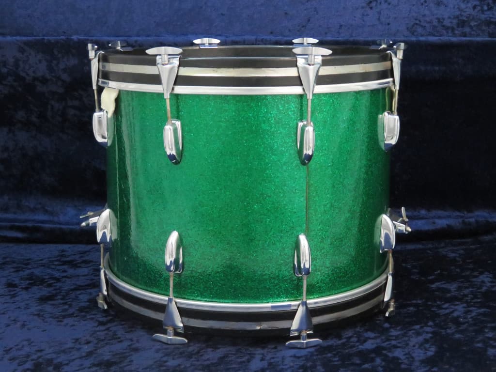 Slingerland 3 Piece Sparkling Green Pearl Wood Drum Set Serial #297390
