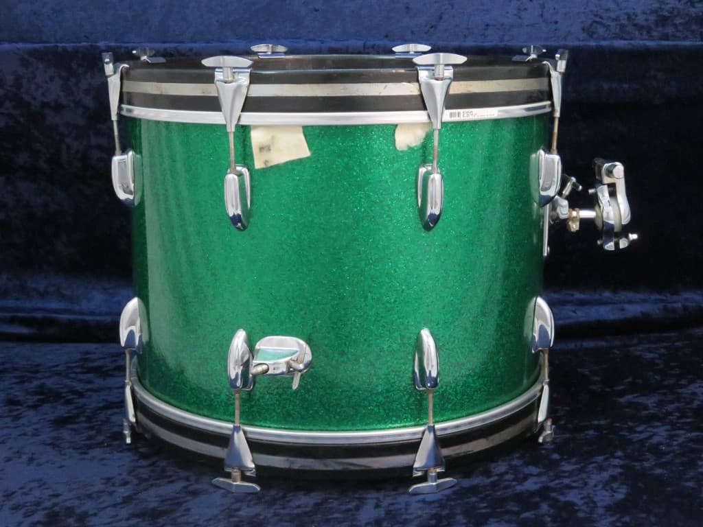 Slingerland 3 Piece Sparkling Green Pearl Wood Drum Set Serial #297390