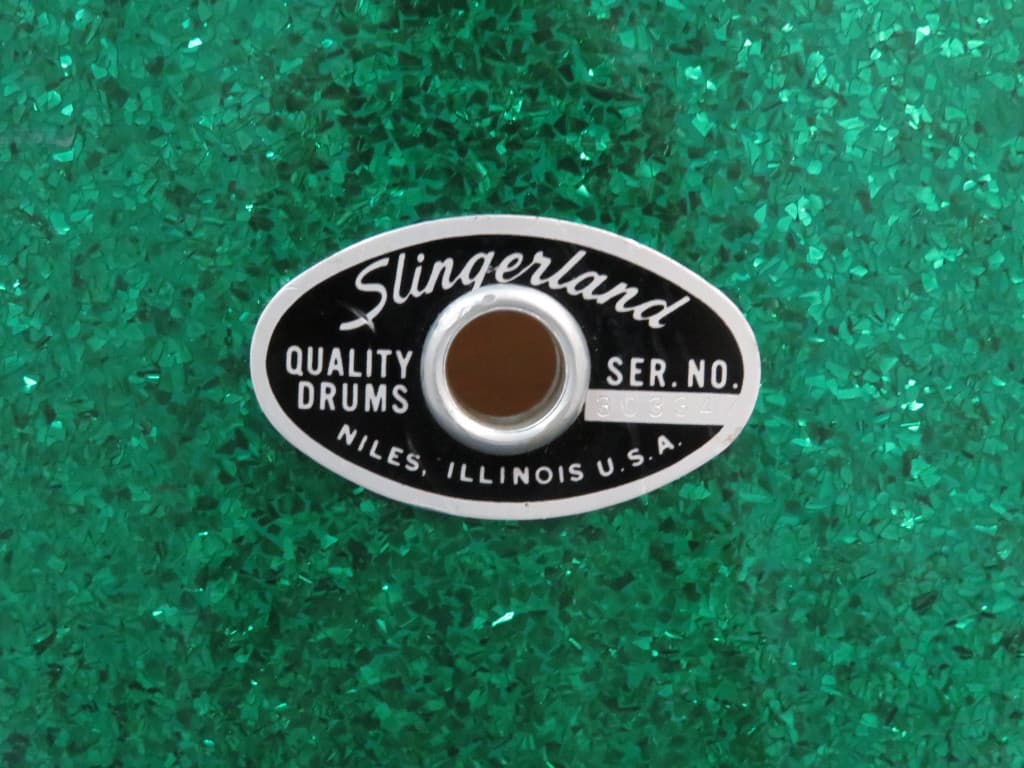 Slingerland 3 Piece Sparkling Green Pearl Wood Drum Set Serial #297390
