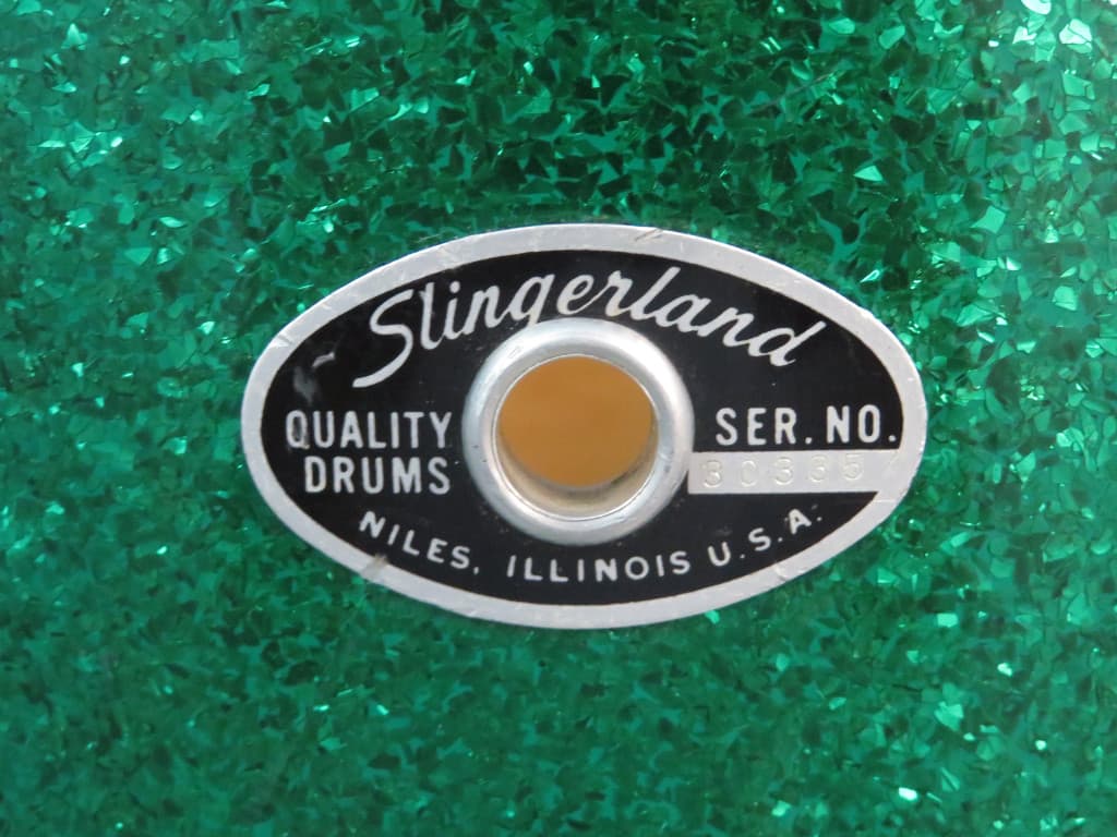 Slingerland 3 Piece Sparkling Green Pearl Wood Drum Set Serial #297390