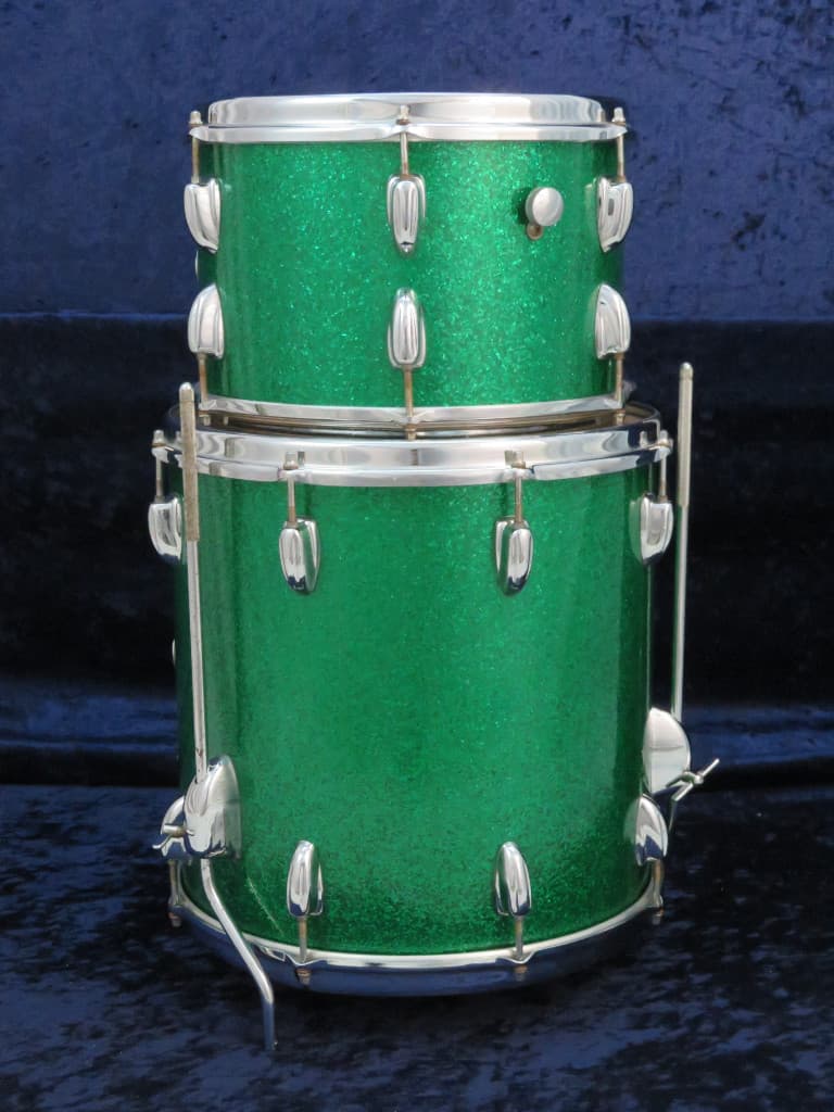 Slingerland 3 Piece Sparkling Green Pearl Wood Drum Set Serial #297390