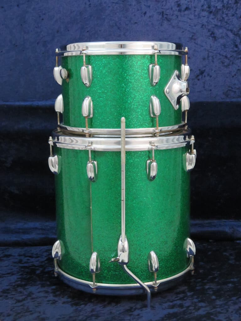 Slingerland 3 Piece Sparkling Green Pearl Wood Drum Set Serial #297390