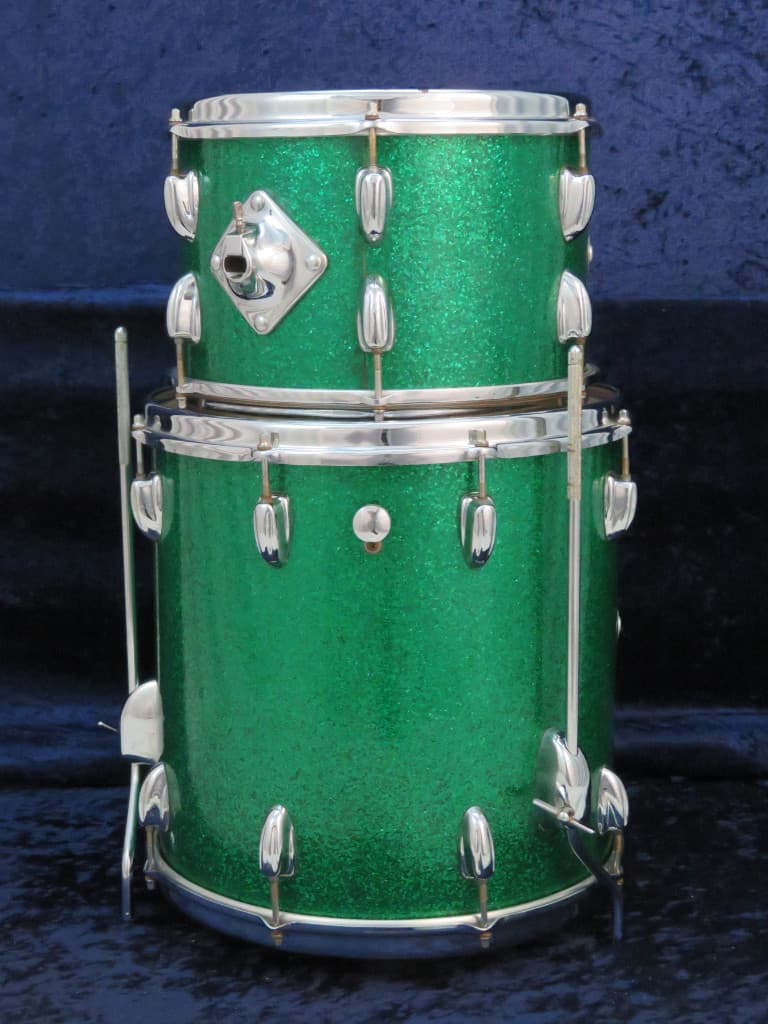Slingerland 3 Piece Sparkling Green Pearl Wood Drum Set Serial #297390