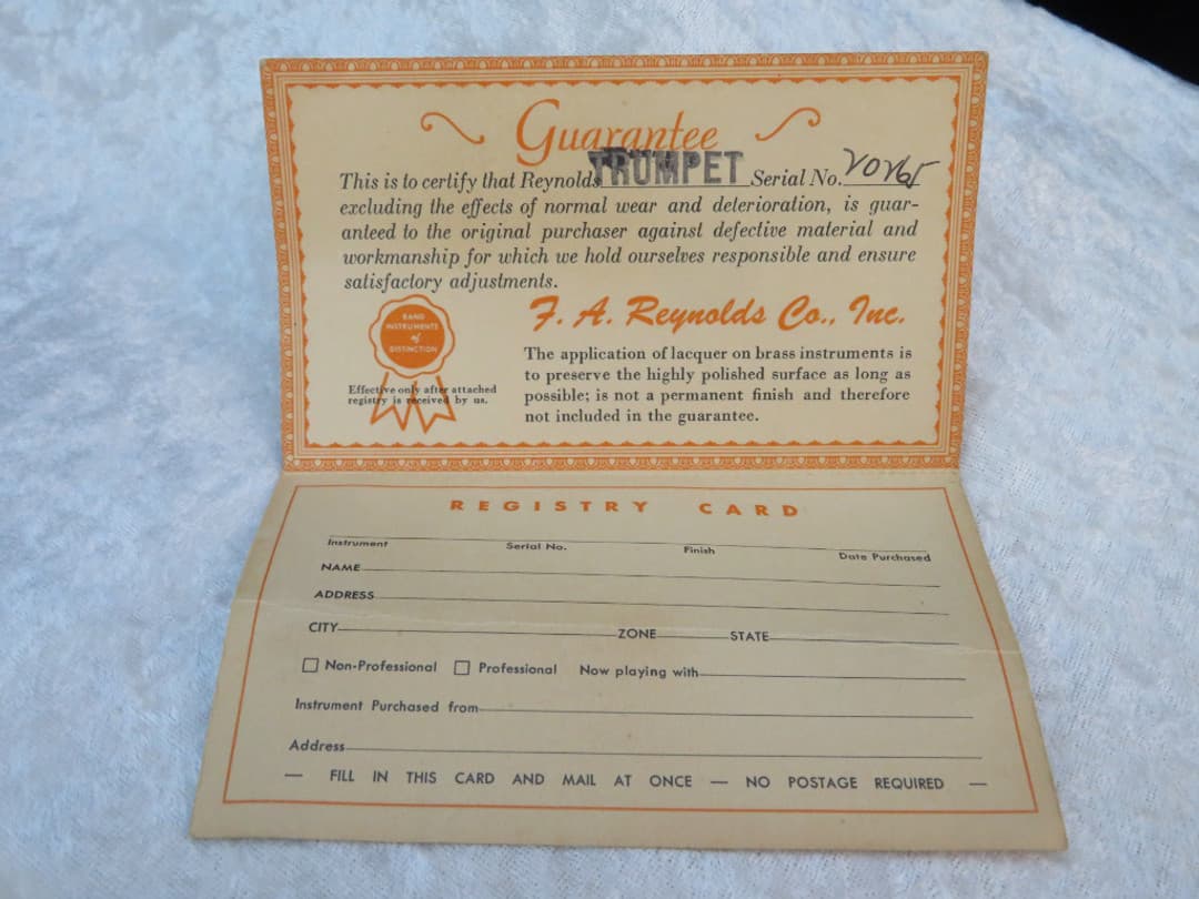 Reynolds Model B Two Tone Trumpet Serial #20265