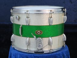 Slingerland Kick 10 x 14 Sparkling Green and Silver Pearl Wood Marching Snare Drum 1966 Serial #104069 Slingerland Kick 10 x 14 Sparkling Green and Silver Pearl Wood Marching Snare Drum 1966 Serial #104069