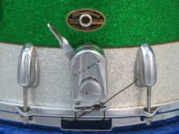 Slingerland Kick 10 x 14 Sparkling Green and Silver Pearl Wood Marching Snare Drum 1966 Serial #104069 Slingerland Kick 10 x 14 Sparkling Green and Silver Pearl Wood Marching Snare Drum 1966 Serial #104069