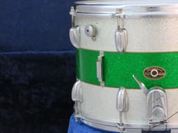 Slingerland Kick 10 x 14 Sparkling Green and Silver Pearl Wood Marching Snare Drum 1966 Serial #104069 Slingerland Kick 10 x 14 Sparkling Green and Silver Pearl Wood Marching Snare Drum 1966 Serial #104069