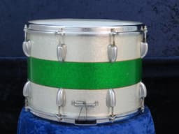 Slingerland Kick 10 x 14 Sparkling Green and Silver Pearl Wood Marching Snare Drum 1966 Serial #104069 Slingerland Kick 10 x 14 Sparkling Green and Silver Pearl Wood Marching Snare Drum 1966 Serial #104069