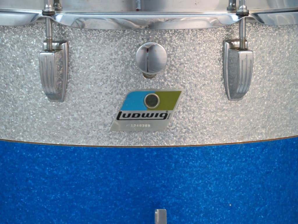 Ludwig 12 x 15 Sparkling Blue and Silver Pearl Wood Marching Snare Drum Serial #1248368