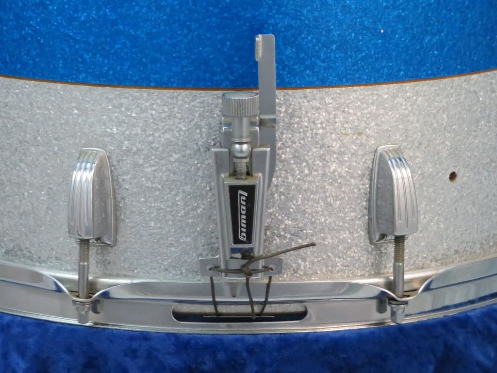 Ludwig 12 x 15 Sparkling Blue and Silver Pearl Wood Marching Snare Drum Serial #1248368