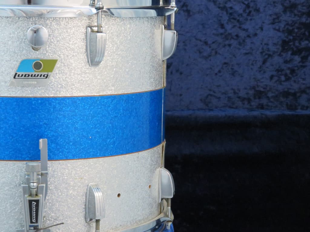 Ludwig 12 x 15 Sparkling Blue and Silver Pearl Wood Marching Snare Drum Serial #1248368