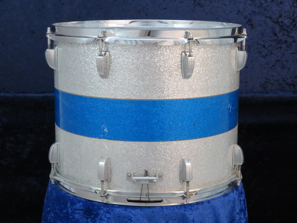 Ludwig 12 x 15 Sparkling Blue and Silver Pearl Wood Marching Snare Drum Serial #1248368