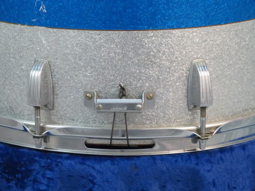 Ludwig 12 x 15 Sparkling Blue and Silver Pearl Wood Marching Snare Drum Serial #1248368