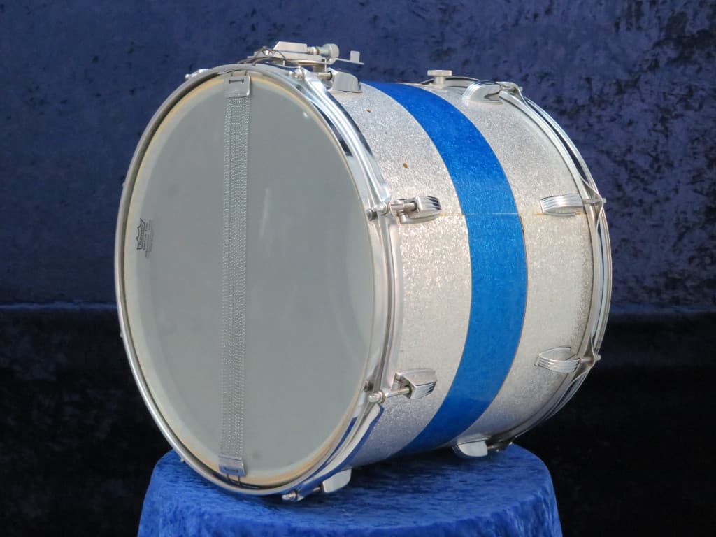Ludwig 12 x 15 Sparkling Blue and Silver Pearl Wood Marching Snare Drum Serial #1248368