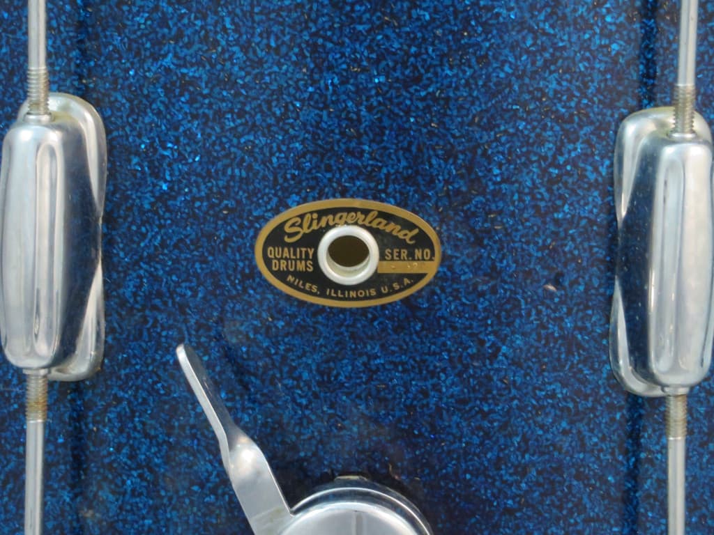 Slingerland 12 x 15 Sparkling Blue Pearl Wood Marching Snare Drum Serial #181329