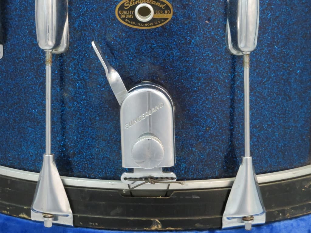 Slingerland 12 x 15 Sparkling Blue Pearl Wood Marching Snare Drum Serial #181329