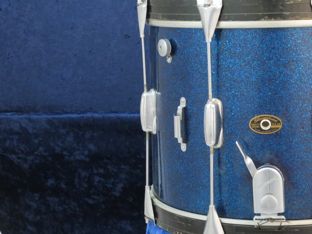 Slingerland 12 x 15 Sparkling Blue Pearl Wood Marching Snare Drum Serial #181329