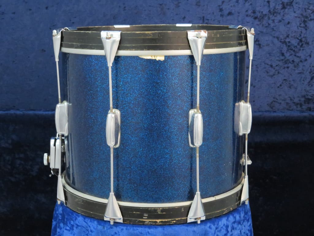 Slingerland 12 x 15 Sparkling Blue Pearl Wood Marching Snare Drum Serial #181329
