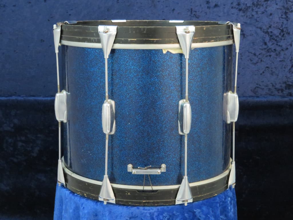 Slingerland 12 x 15 Sparkling Blue Pearl Wood Marching Snare Drum Serial #181329