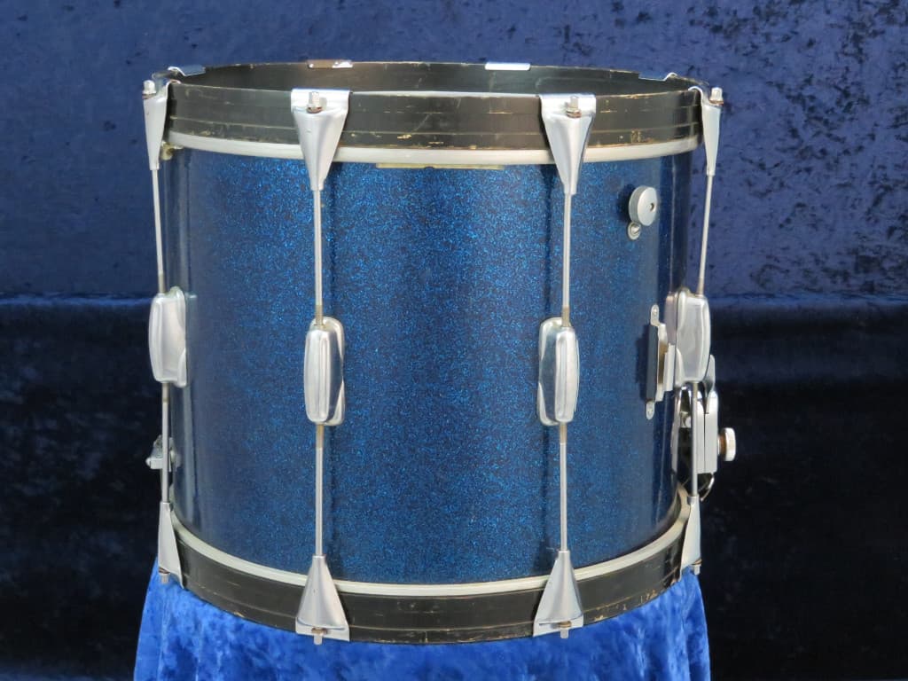 Slingerland 12 x 15 Sparkling Blue Pearl Wood Marching Snare Drum Serial #181329