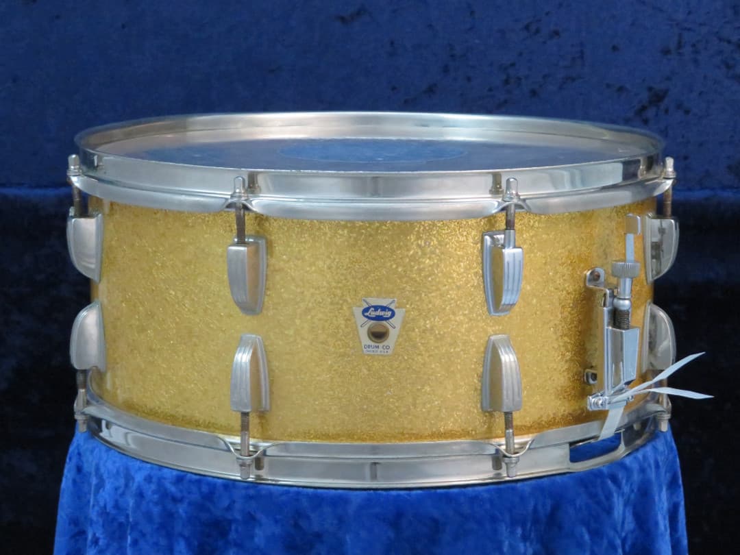 Ludwig 6.5 x 15 Sparkling Gold Pearl Wood Snare Drum 1960 Serial #isi9451 Ludwig 6.5 x 15 Sparkling Gold Pearl Wood Snare Drum 1960 Serial #isi9451