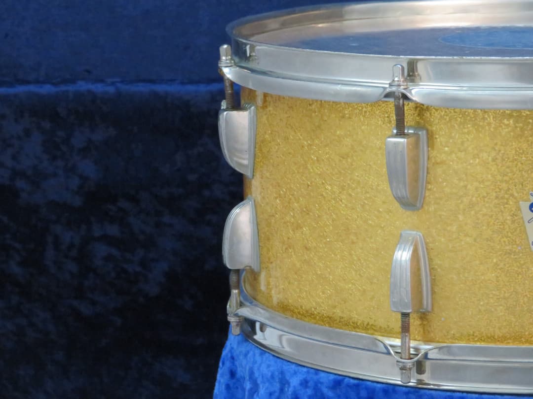 Ludwig 6.5 x 15 Sparkling Gold Pearl Wood Snare Drum 1960 Serial #isi9451