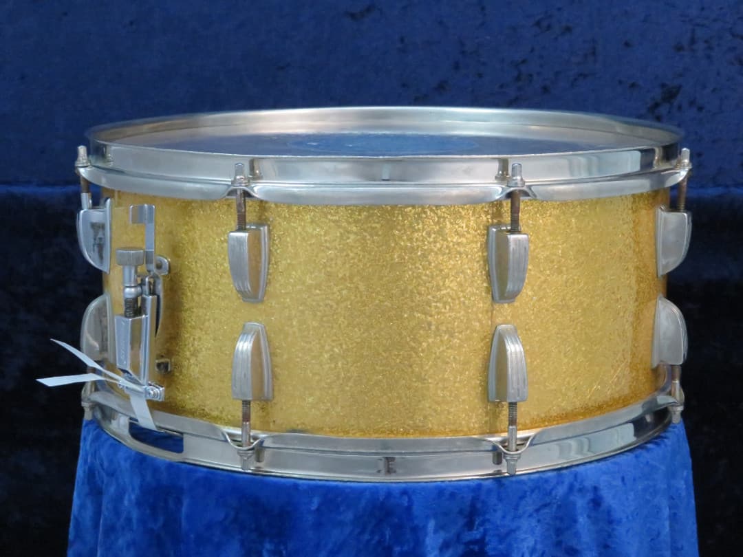 Ludwig 6.5 x 15 Sparkling Gold Pearl Wood Snare Drum 1960 Serial #isi9451