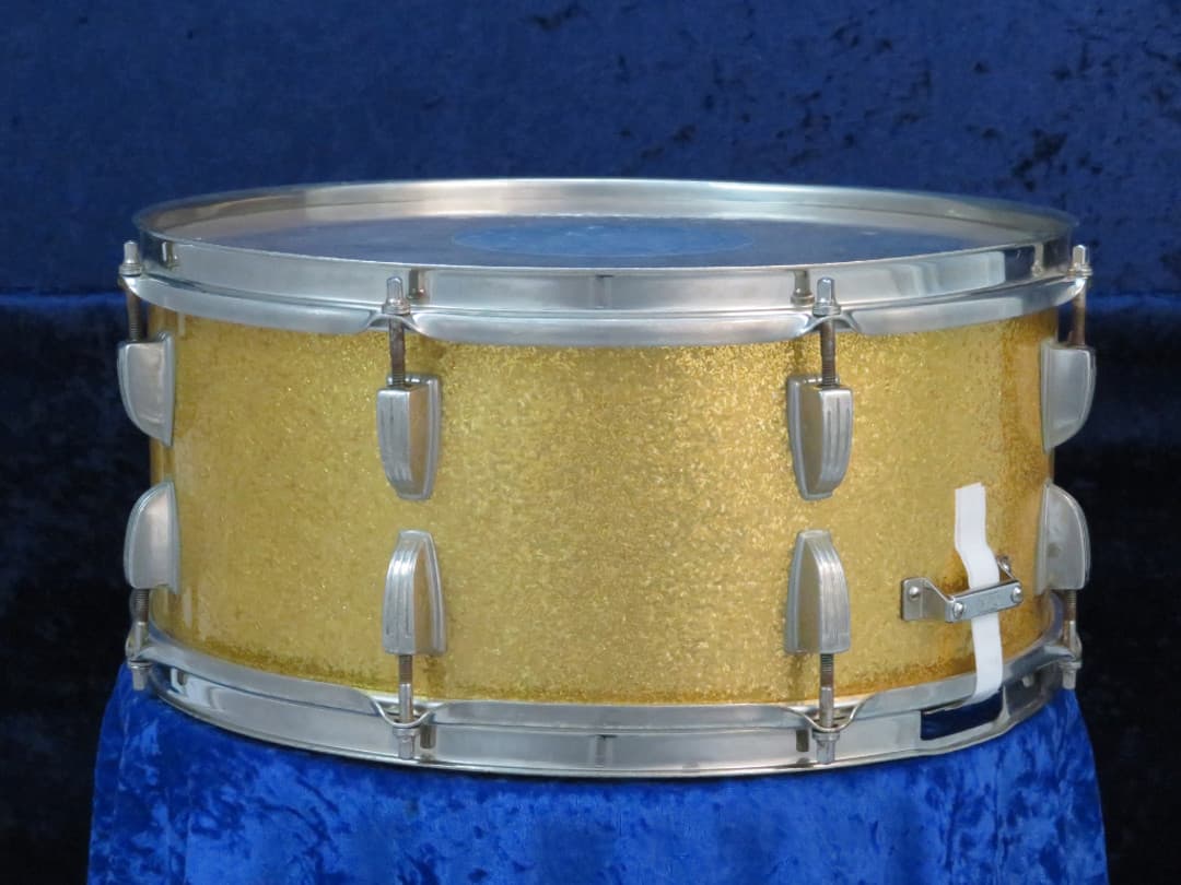 Ludwig 6.5 x 15 Sparkling Gold Pearl Wood Snare Drum 1960 Serial #isi9451