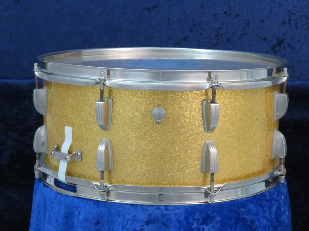 Ludwig 6.5 x 15 Sparkling Gold Pearl Wood Snare Drum 1960 Serial #isi9451