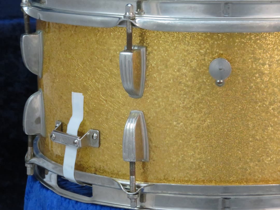 Ludwig 6.5 x 15 Sparkling Gold Pearl Wood Snare Drum 1960 Serial #isi9451