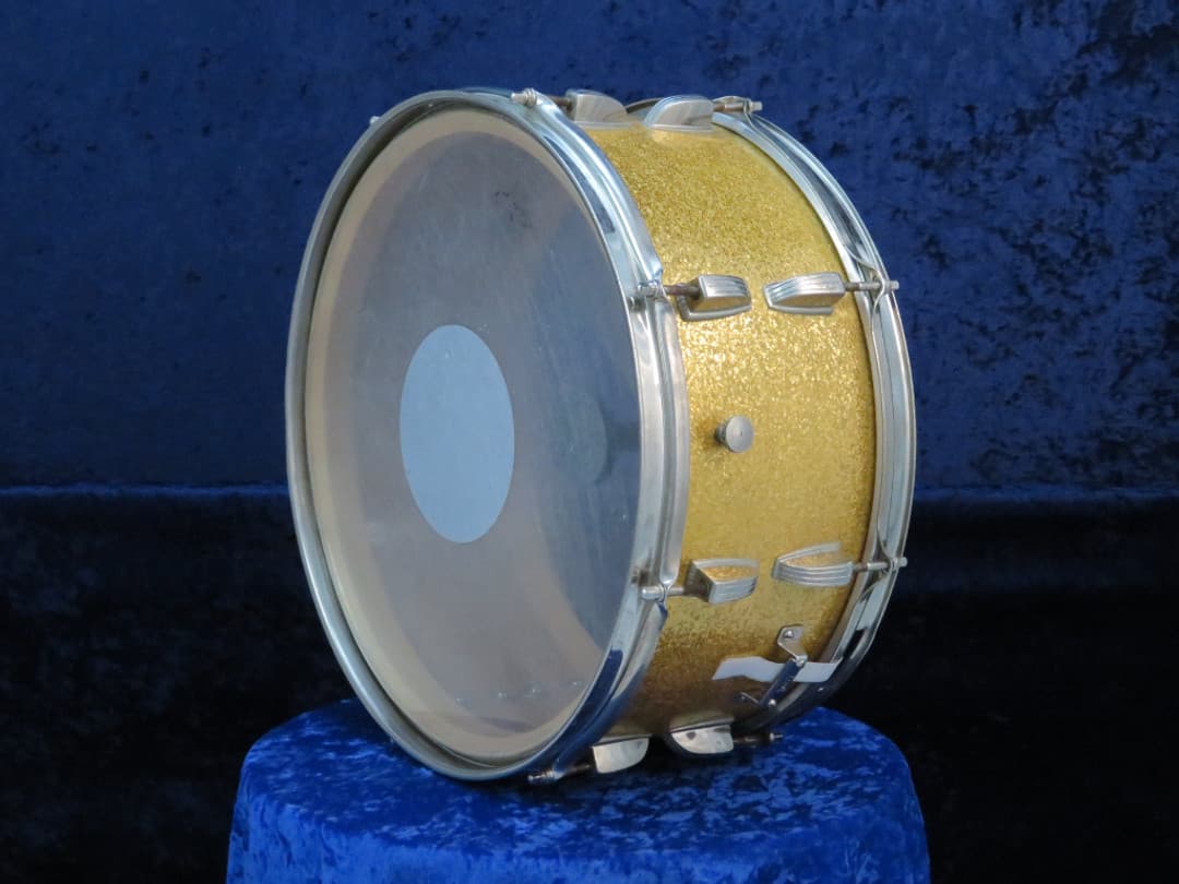 Ludwig 6.5 x 15 Sparkling Gold Pearl Wood Snare Drum 1960 Serial #isi9451
