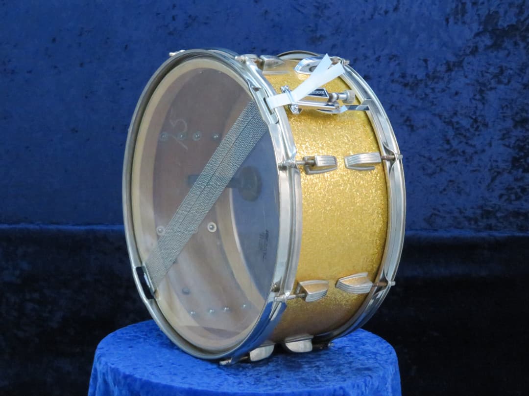 Ludwig 6.5 x 15 Sparkling Gold Pearl Wood Snare Drum 1960 Serial #isi9451