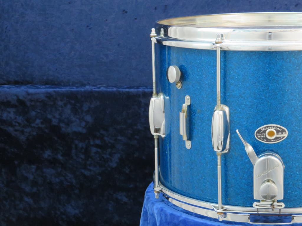 Slingerland 10 x 14 Sparkling Blue Pearl Wood Marching Snare Drum Serial #213415